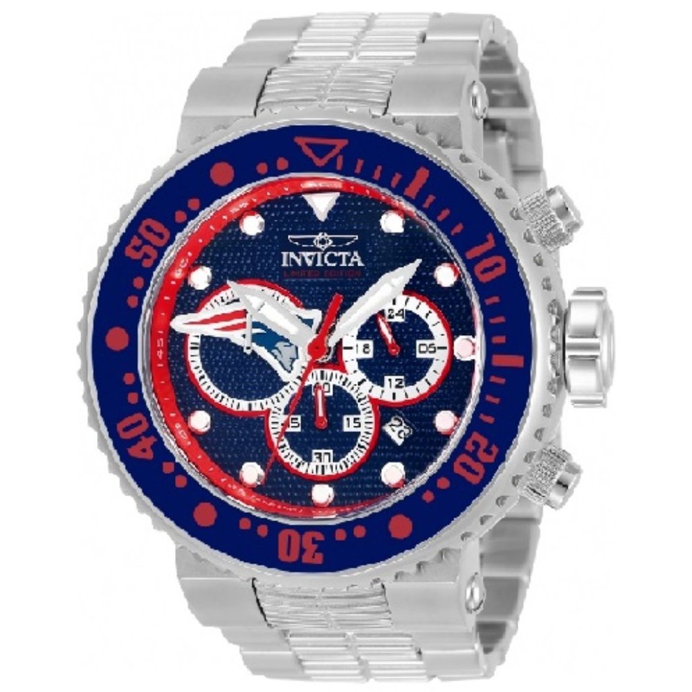 🏈🆕 INVICTA- NFL NEW ENGLAND PATRIOTS CHRONGRAPH QUARTZ WATCH - MEN